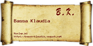 Bassa Klaudia névjegykártya